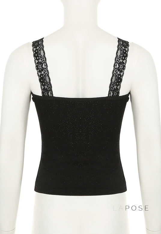 Nyelle Black Satin Lace Cami [VHUDY2ZD]