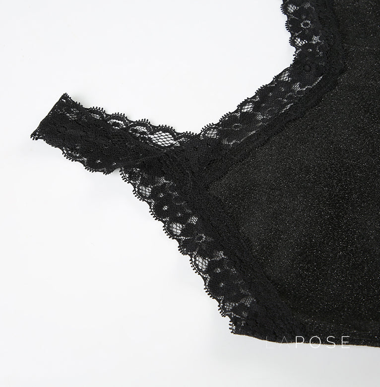 Nyelle Black Satin Lace Cami [NF8W8SDS]