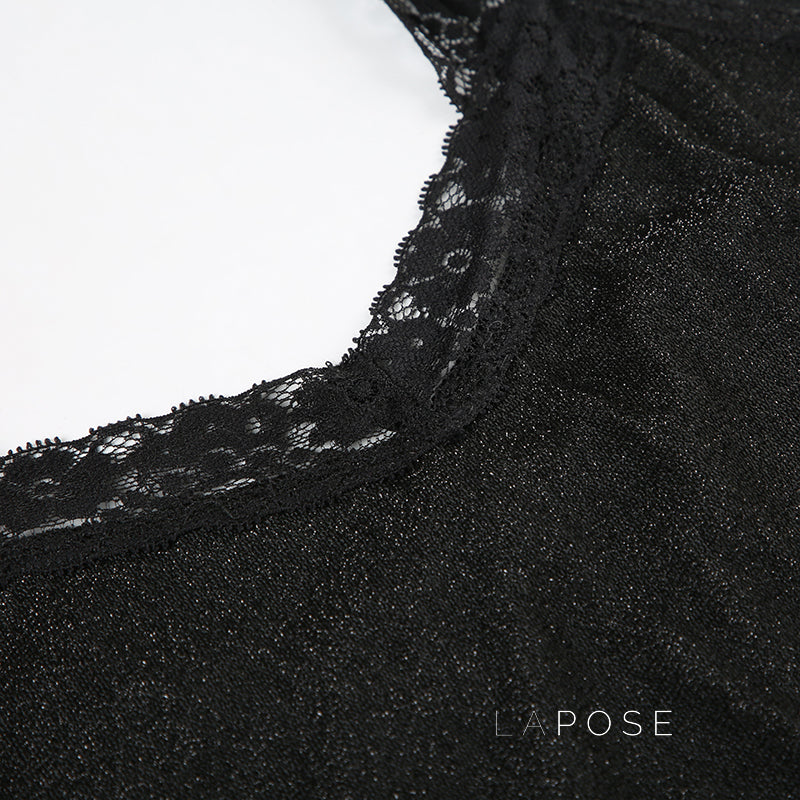 Nyelle Black Satin Lace Cami [1EBAP89M]