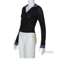 Nyla Contrast Trim V-Neck Top [6D8AGP7M]