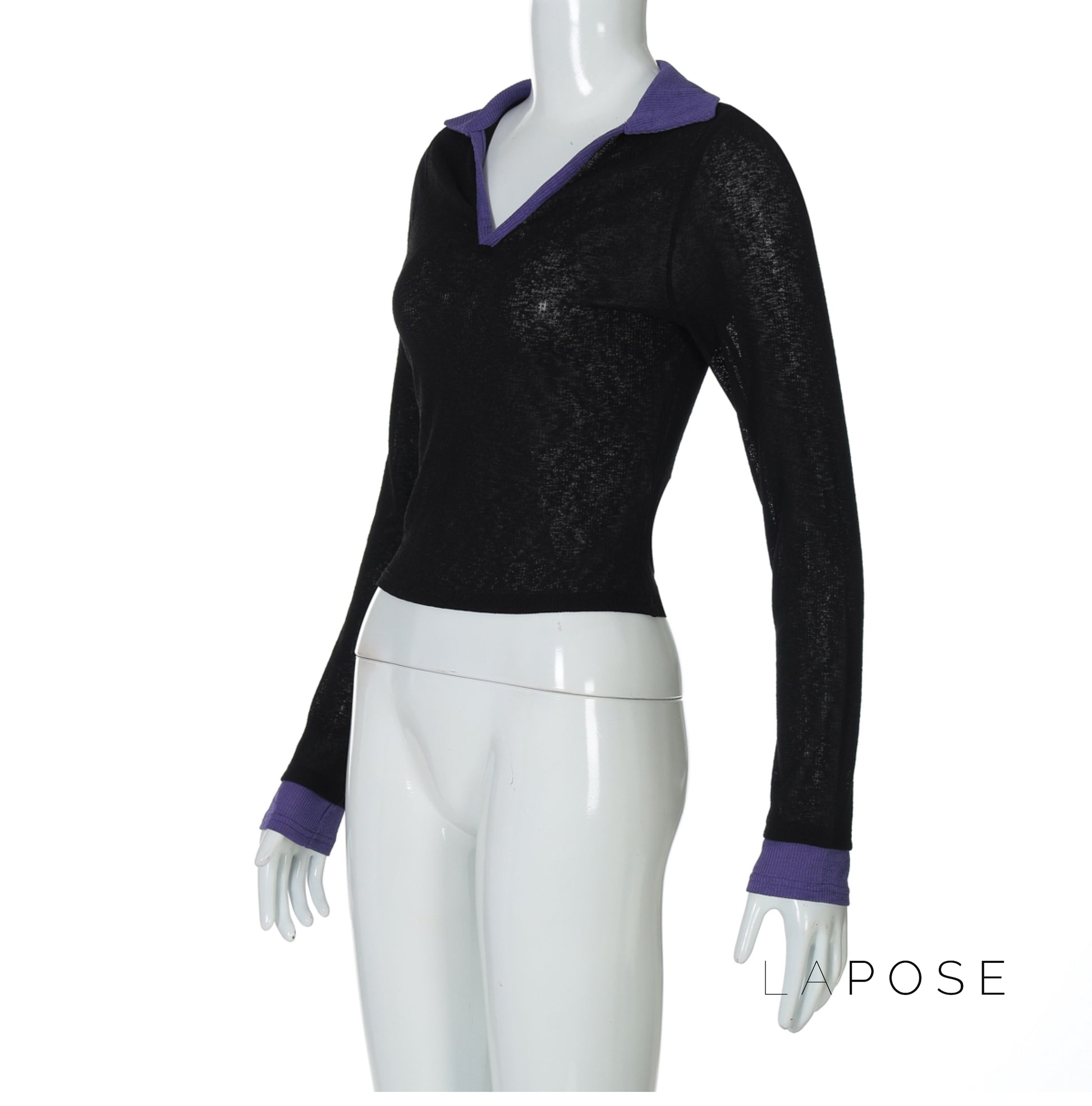 Nyla Contrast Trim V-Neck Top [6D8AGP7M]