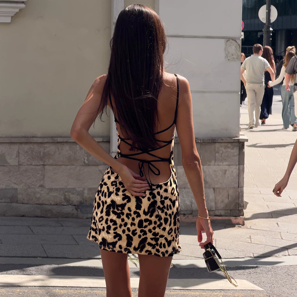 LaPose - Nyla Leopard Backless Mini Dress