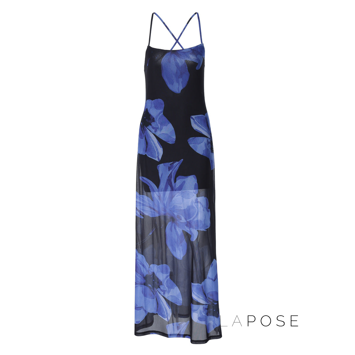 Oaklyn Floral Mesh Halter Maxi Dress [8WN2LVDJ]