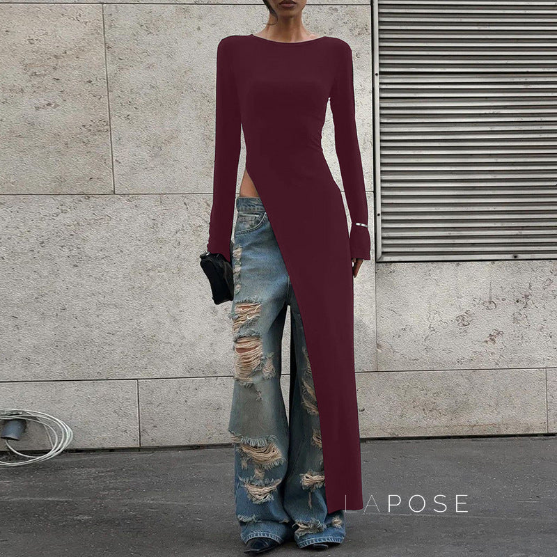 Ohana Sleek Slit Maxi Dress [76CF1Y91]