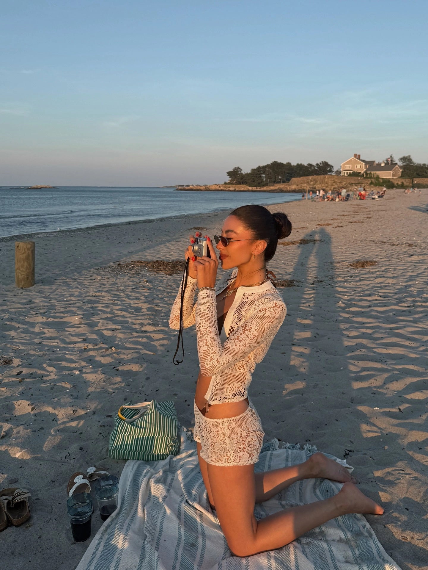 Open Knit Long Sleeve Short Set [BB42B3Y6]