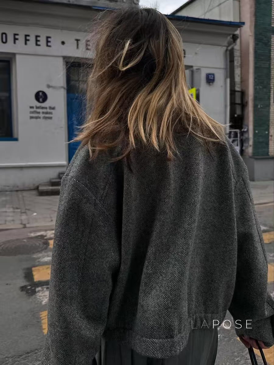 Ophelia Herringbone Zip Jacket [FYUH7SUV]