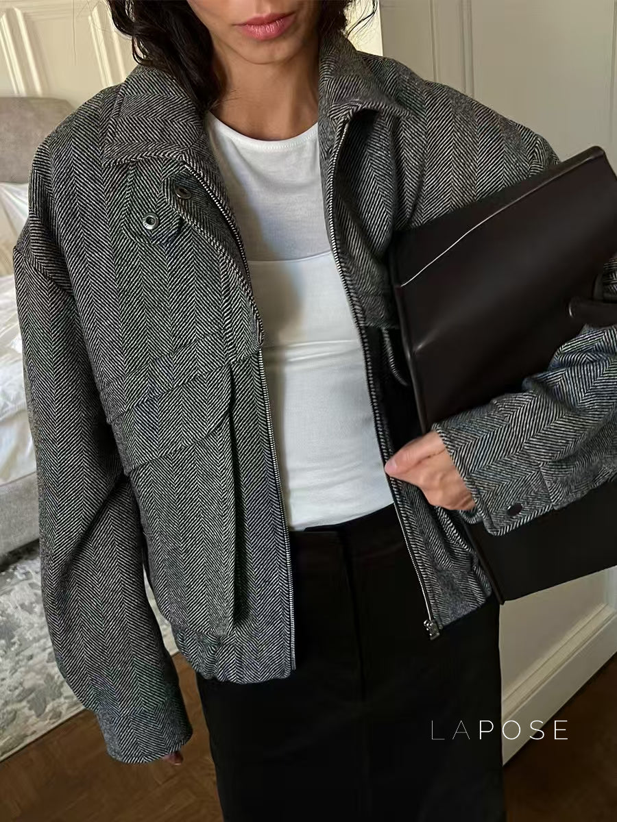 Ophelia Herringbone Zip Jacket [S4F0V2QV]