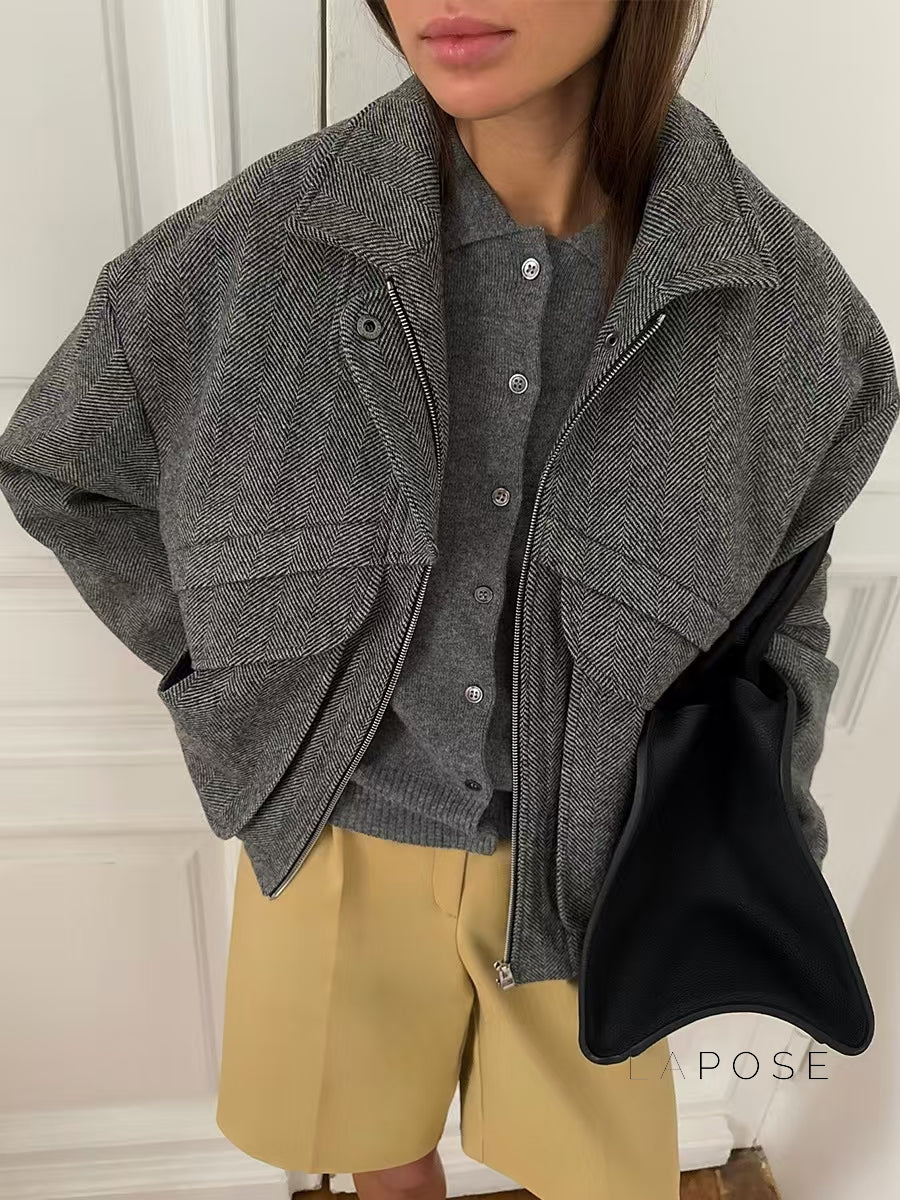 Ophelia Herringbone Zip Jacket [QVUAHY7T]