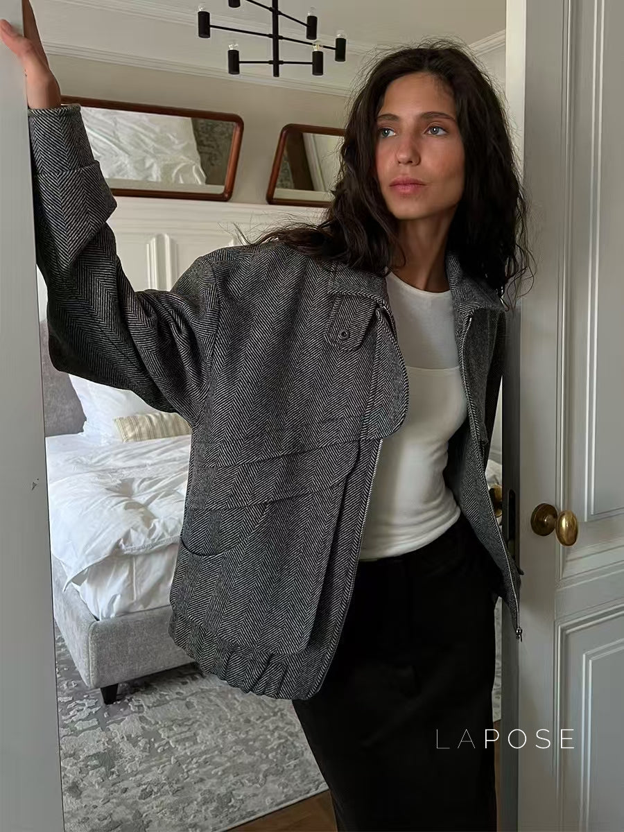 Ophelia Herringbone Zip Jacket [G37SUYZN]