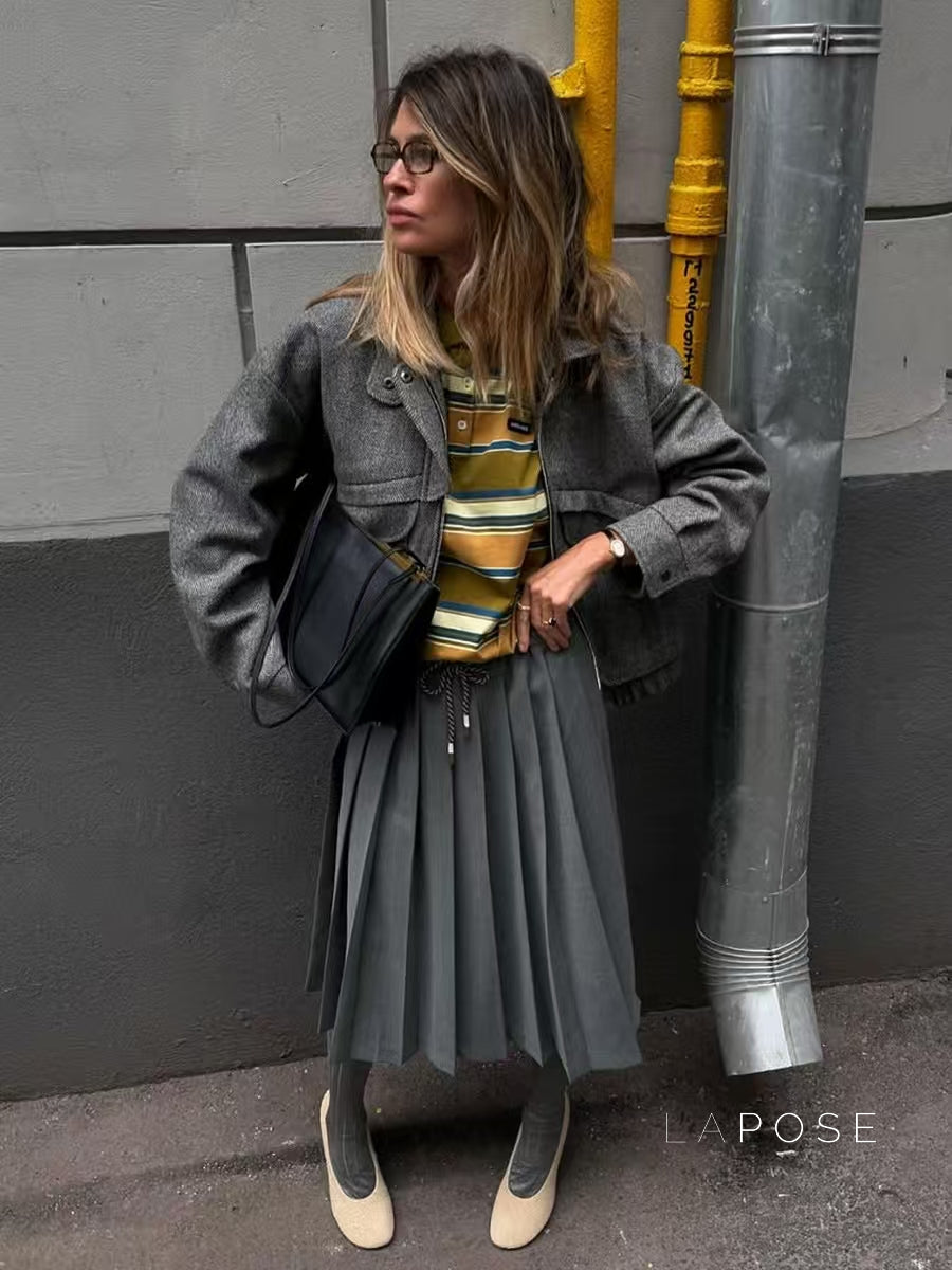 Ophelia Herringbone Zip Jacket [YPJAEW2Y]