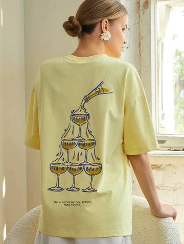Paulina Cocktail Graphic Oversized T-Shirt