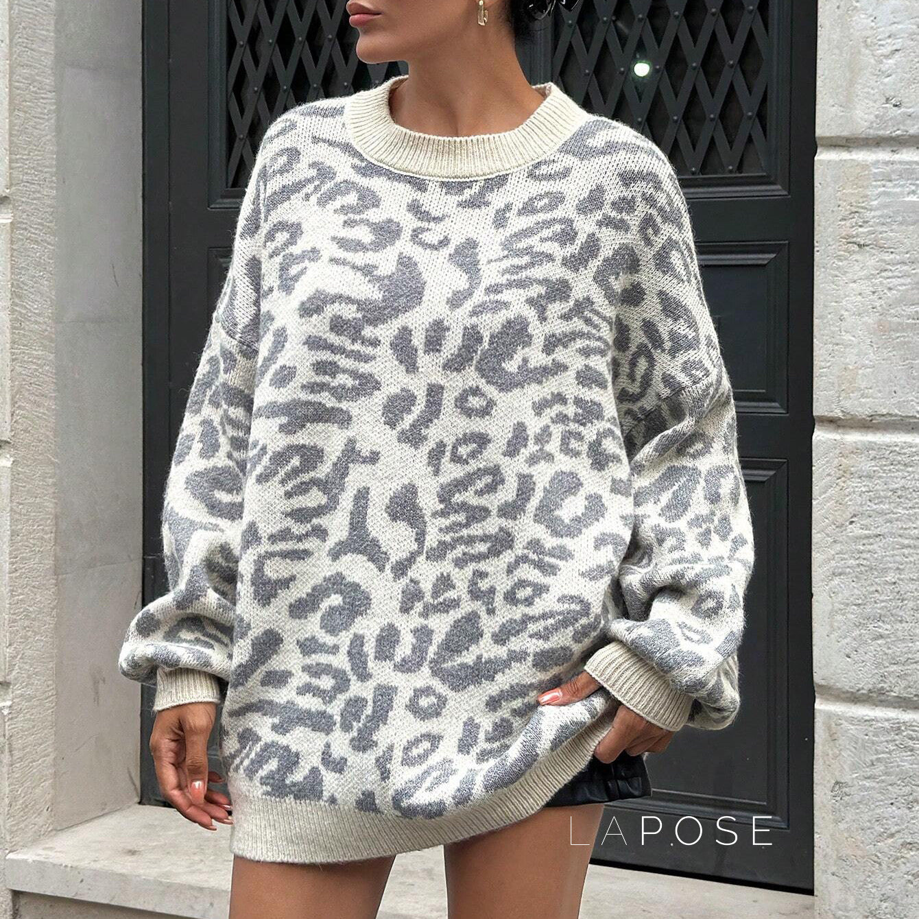 Payson Cozy Leopard Knit Sweater [NZPP8GT7]