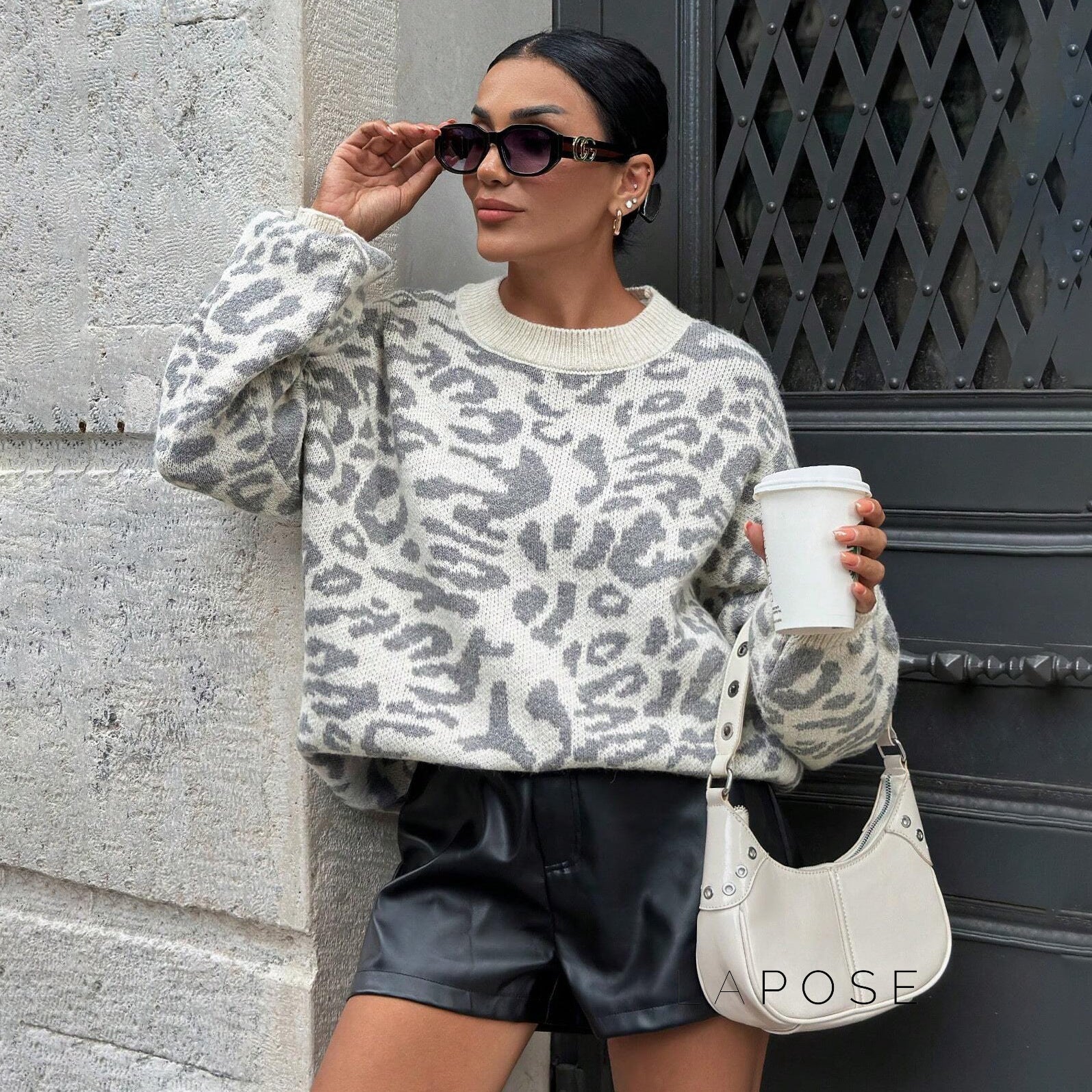 Payson Cozy Leopard Knit Sweater [C9I5P7M3]