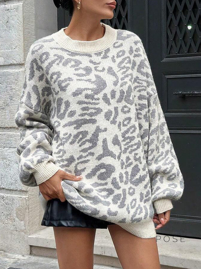 Payson Cozy Leopard Knit Sweater [031B86WJ]