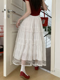 Payton White Tiered Lace Skirt [NTOD529G]