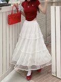 Payton White Tiered Lace Skirt [59B2WQOL]