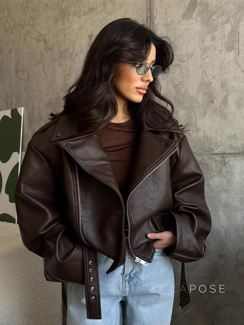 Peyton Belted Faux Leather Jacket [Z4KKQ6CV]