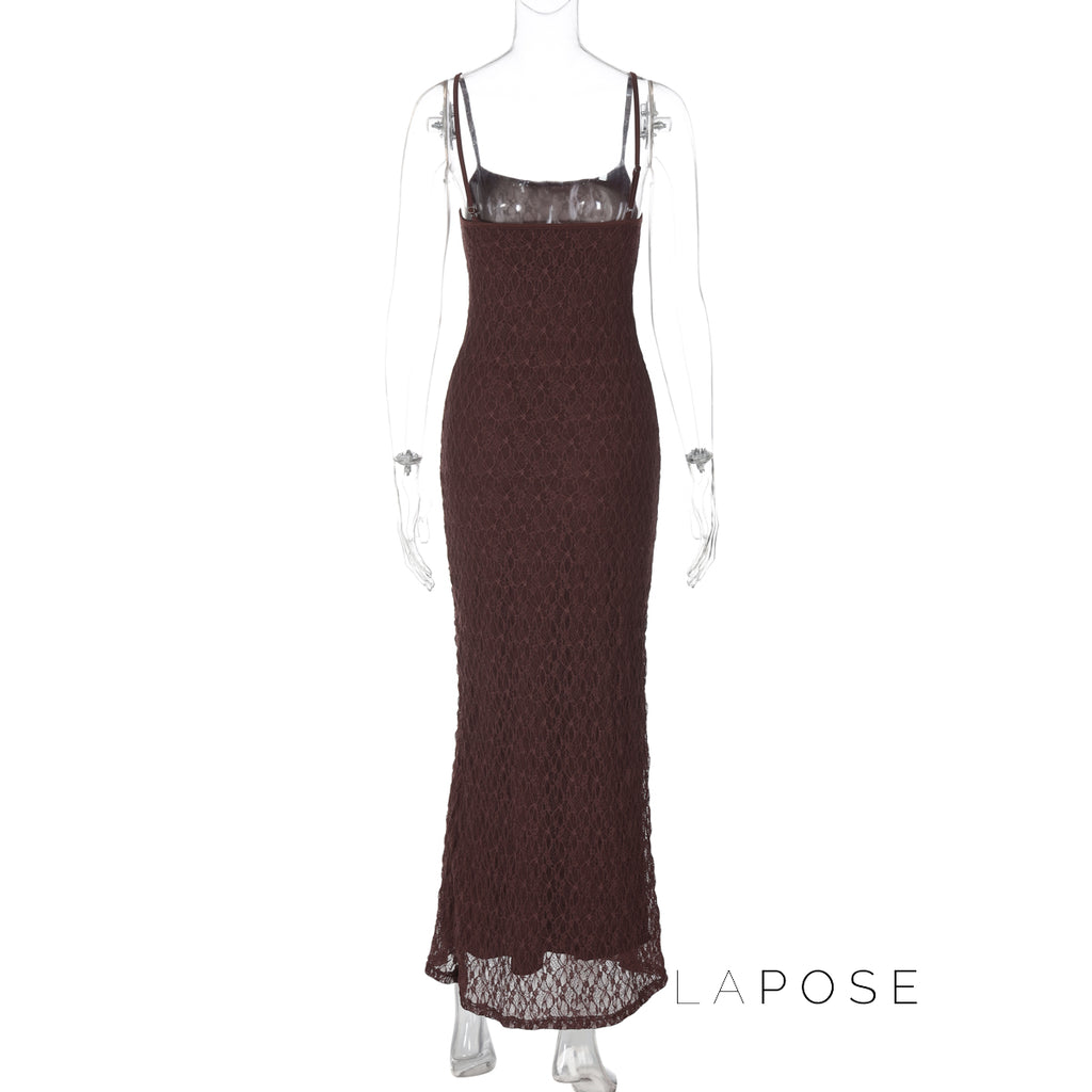 Philomena Lace Mesh Maxi Dress