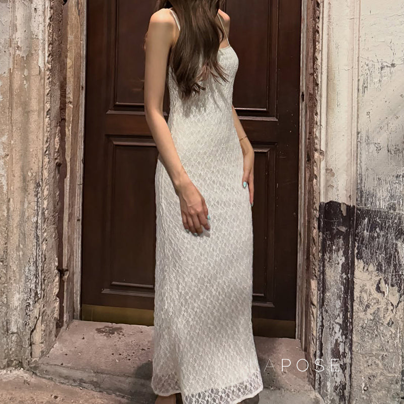 Philomena Lace Mesh Maxi Dress