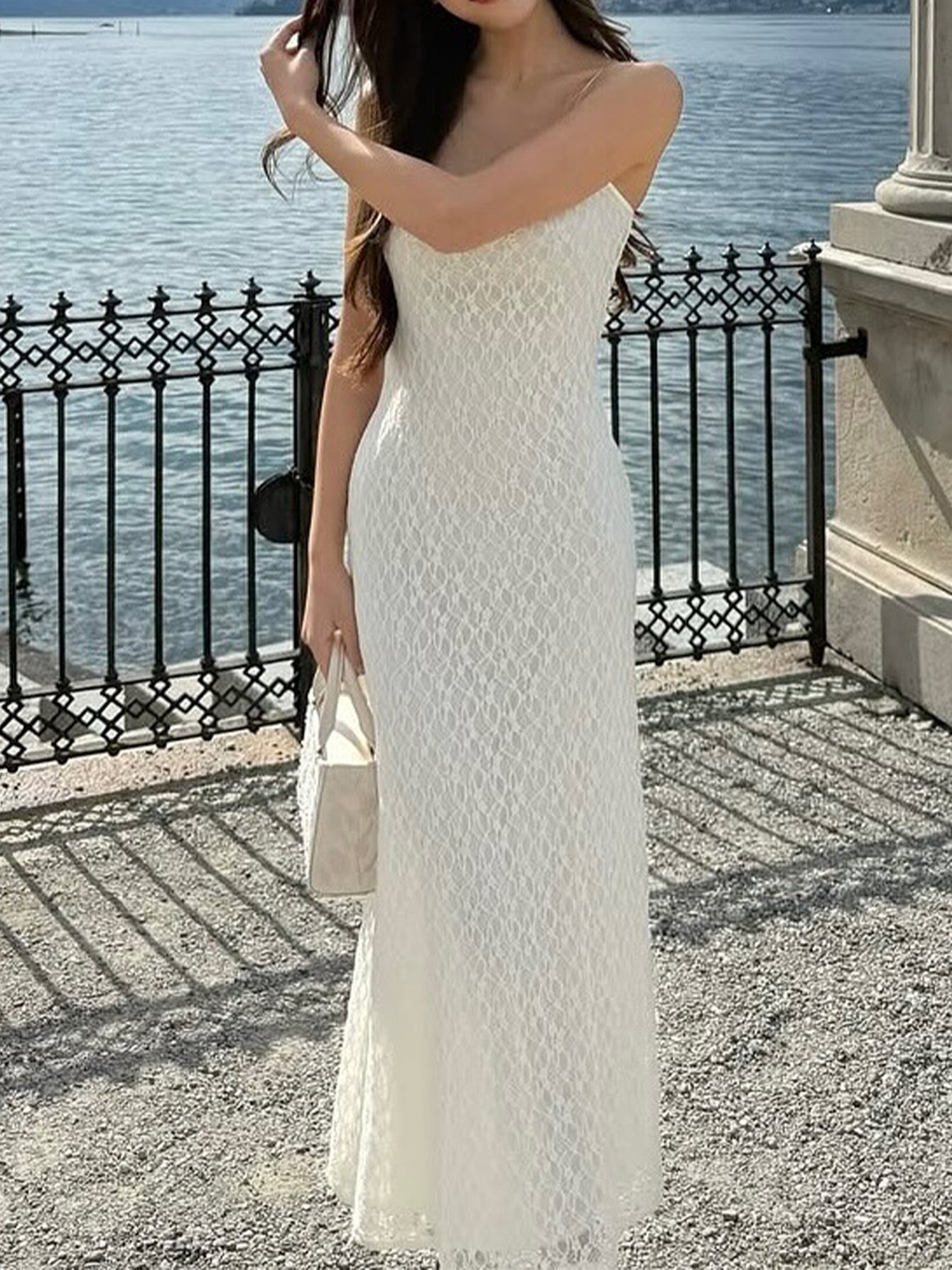 Philomena Lace Mesh Maxi Dress