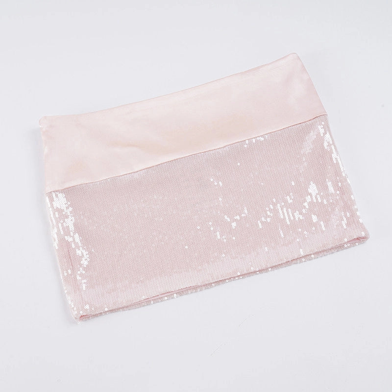 Pink Sequin Low Waist Mini Skirt [X22YUWMJ]