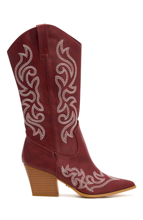 LaPose Piper Burgundy Contrast Cowboy Boots