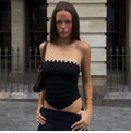 Pleated Button Trim Tube Top [Y6OH6YDV]