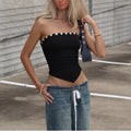 Pleated Button Trim Tube Top [90MVSUDD]
