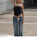 Pleated Button Trim Tube Top [B9AFDT6P]