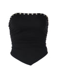Pleated Button Trim Tube Top [YXMAETLY]