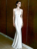 Pleated Satin Halter Maxi Dress [TWXOHY42]