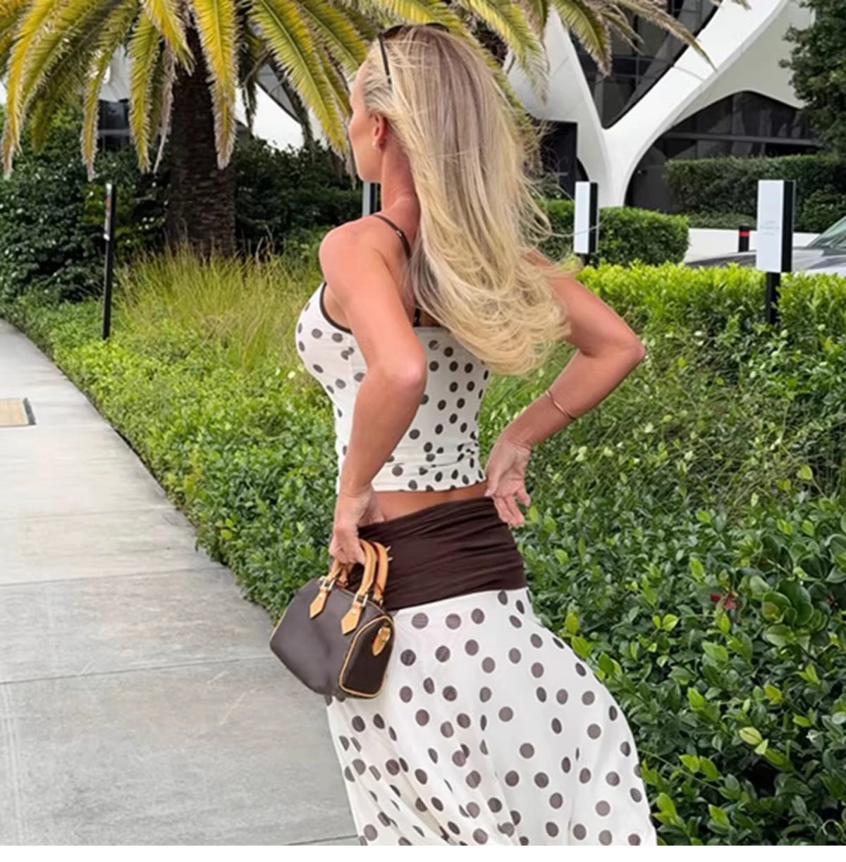 Polka Dot Asymmetric Skirt Set [J46CFGRA]