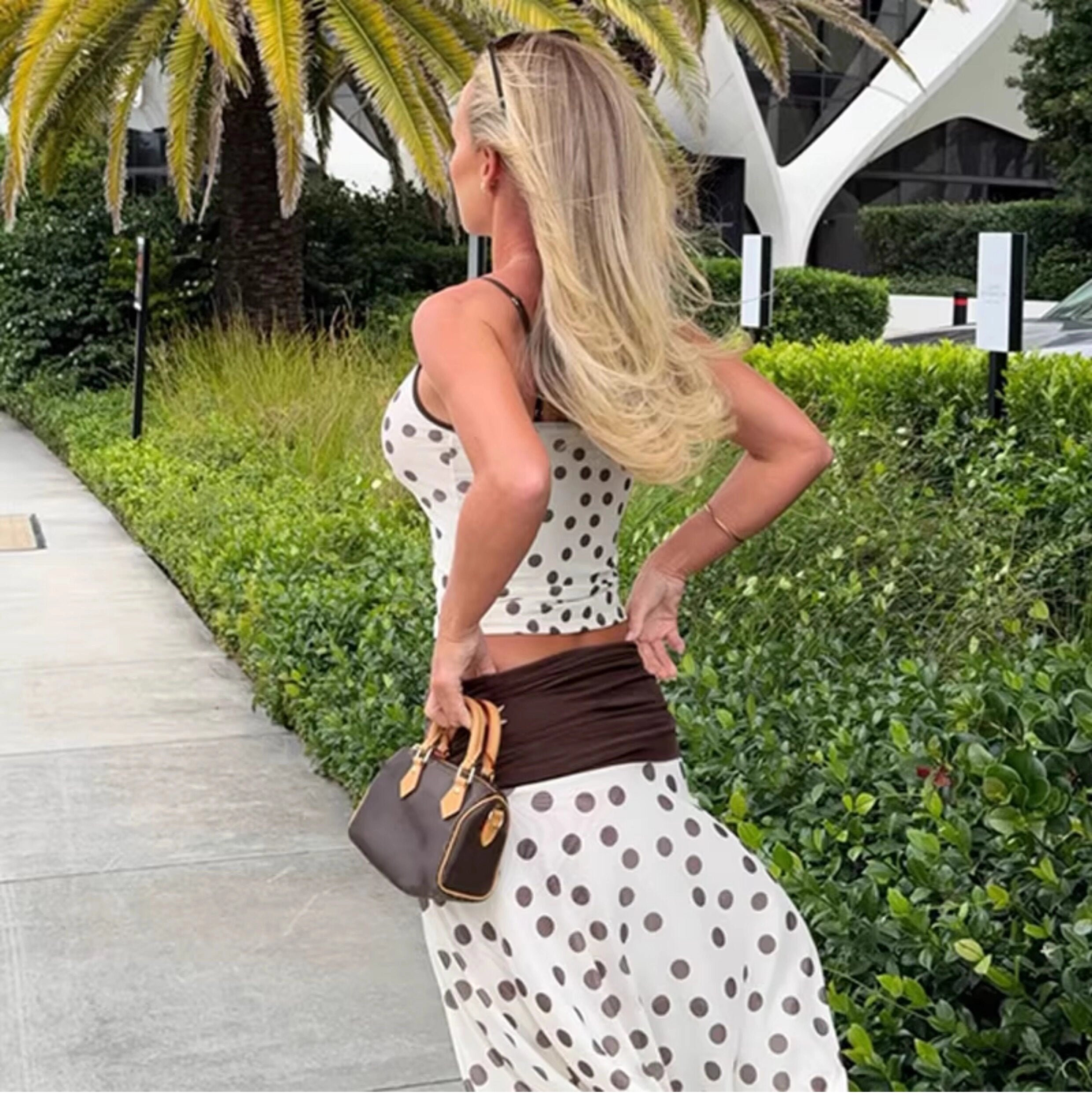 Polka Dot Asymmetric Skirt Set [J46CFGRA]