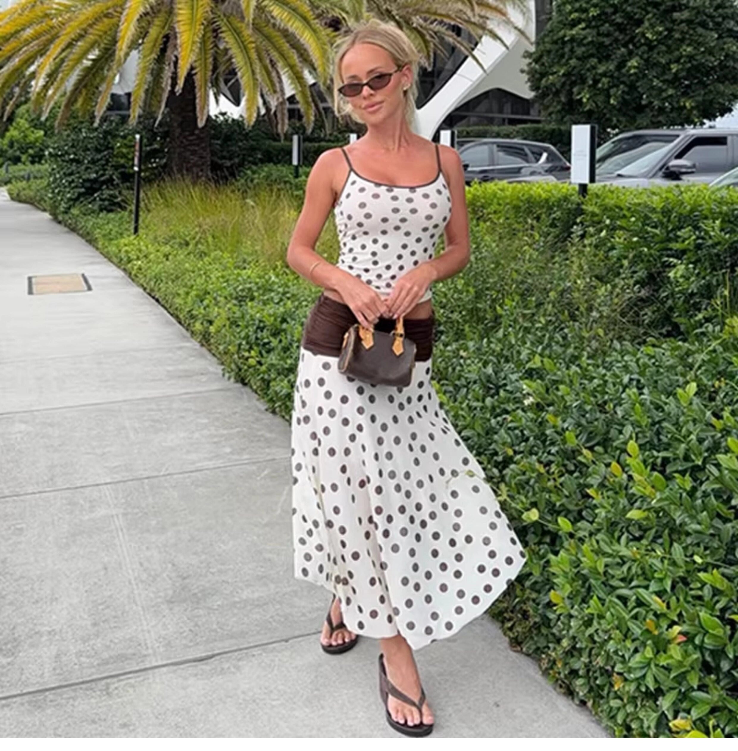 Polka Dot Asymmetric Skirt Set [PPRWI91R]