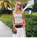 Polka Dot Asymmetric Skirt Set [TX5KSSMJ]