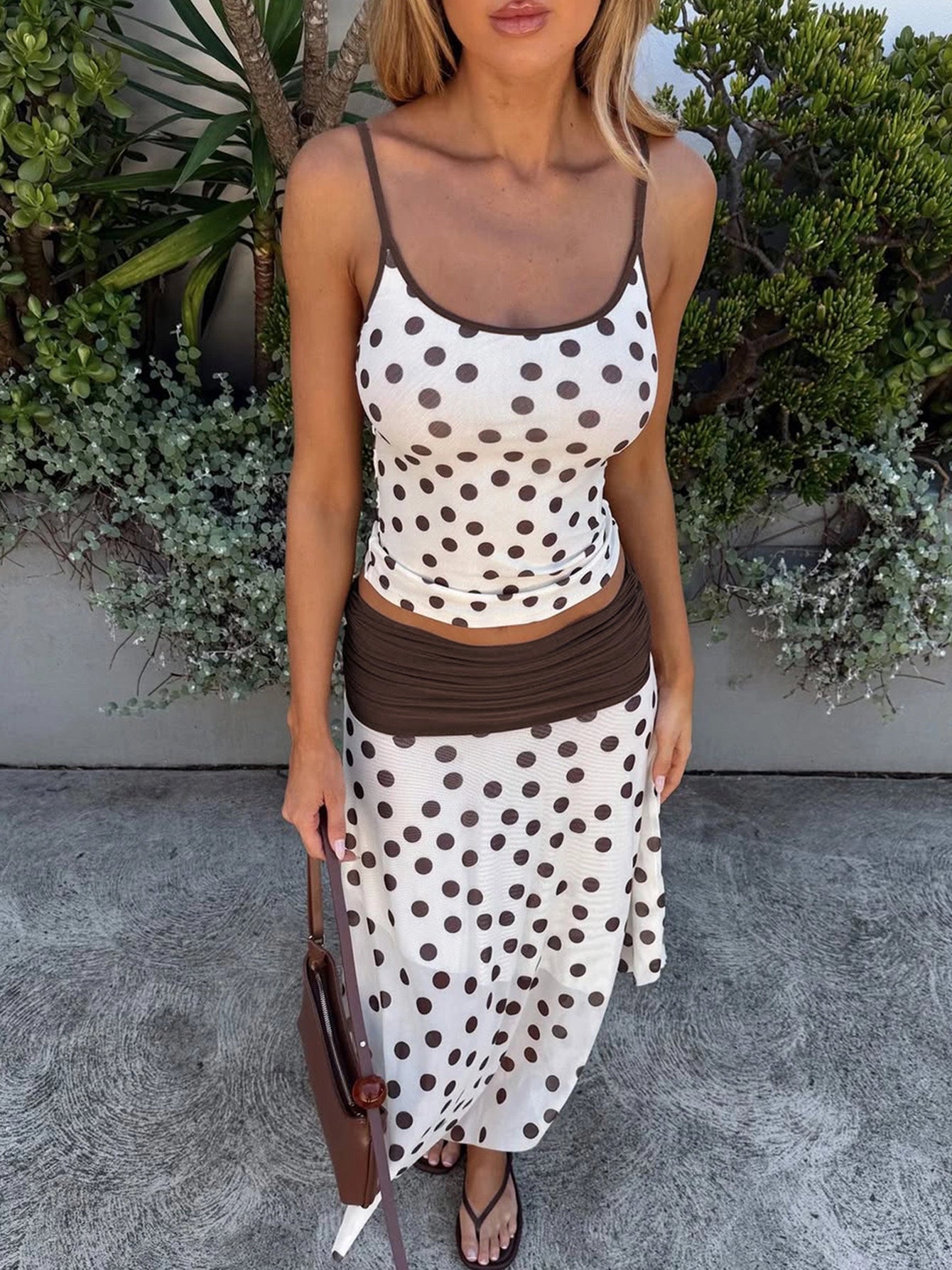 Polka Dot Asymmetric Skirt Set [CXVS3AW5]