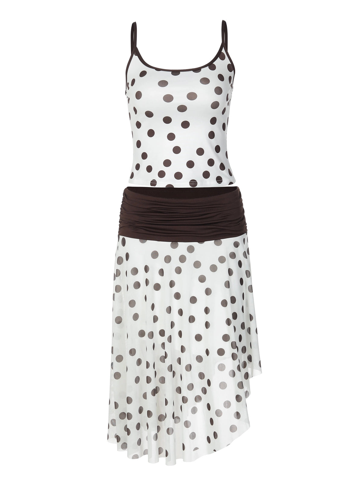 Polka Dot Asymmetric Skirt Set [1Z1RW9EP]