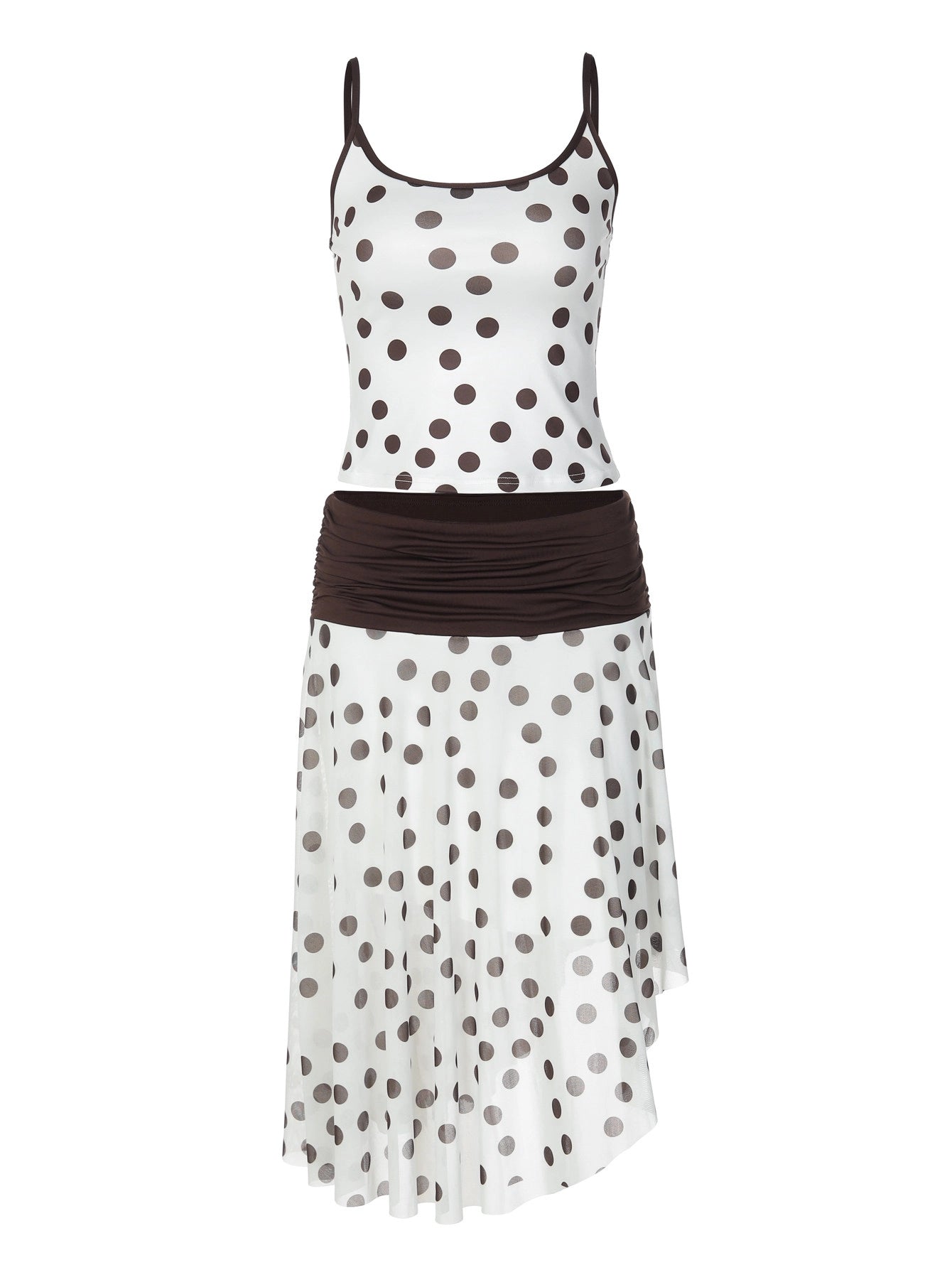 Polka Dot Asymmetric Skirt Set [1Z1RW9EP]