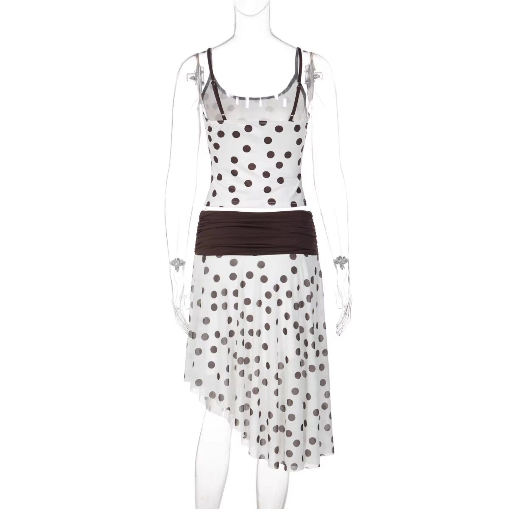 Polka Dot Asymmetric Skirt Set [WXMKA769]