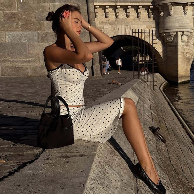 Polka Dot Bow Detail Skirt Set [Z3BPNBWS]