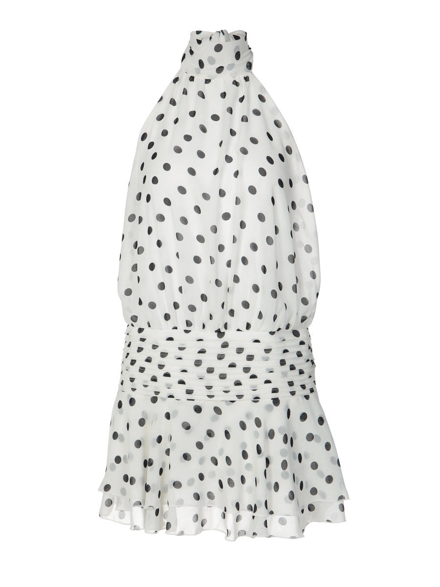 Polka Dot Halter Backless Mini Dress [Q59ERBEO]