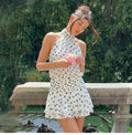 Polka Dot Halter Backless Mini Dress [1043CYV8]