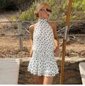 Polka Dot Halter Backless Mini Dress [B5BW2R06]