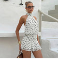 Polka Dot Halter Backless Mini Dress [WL5AFX8T]
