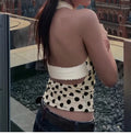 Polka Dot Halter Neck Top [KPDZ8G2A]