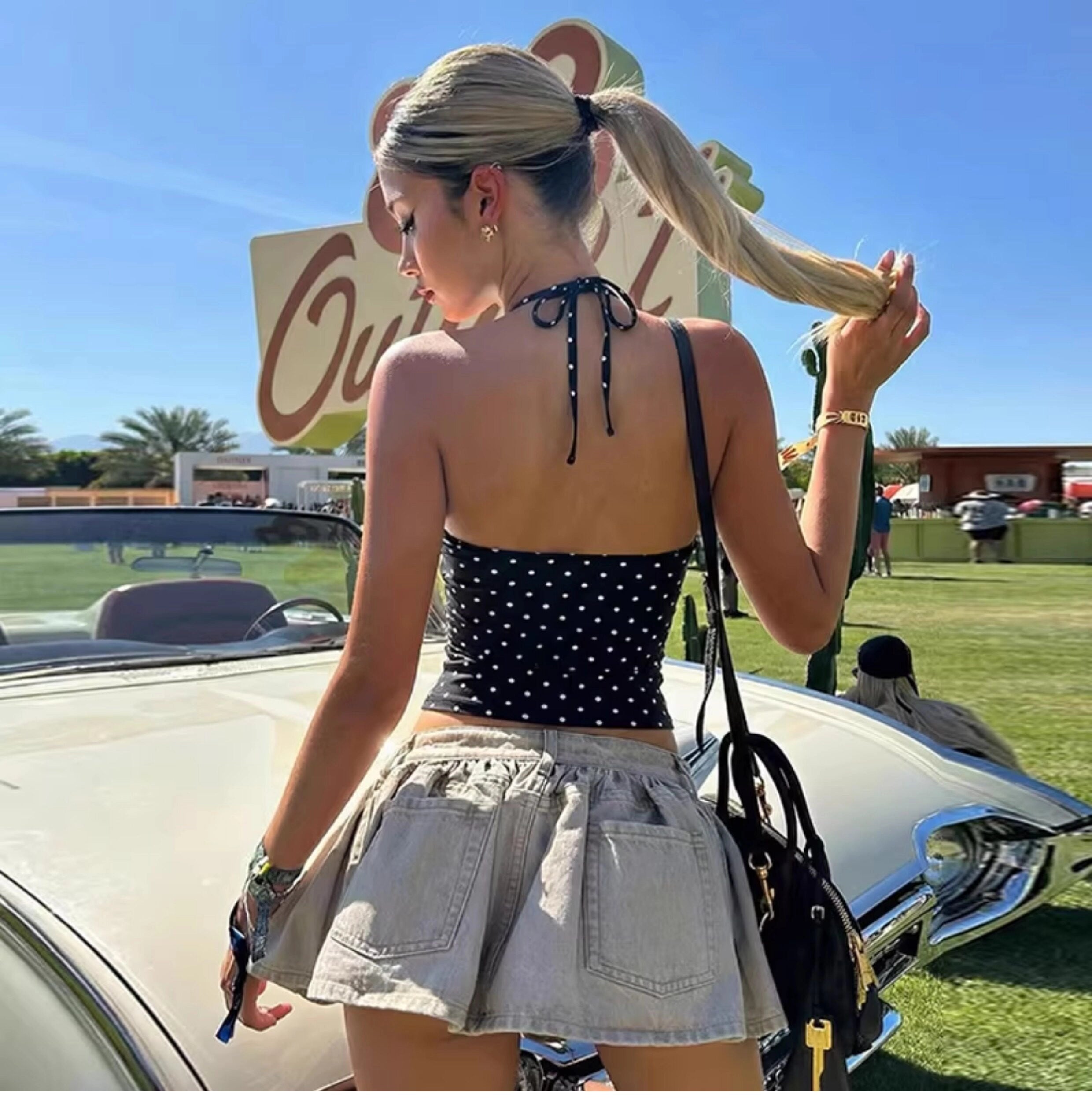 Polka Dot Halter Top [LMN615NZ]