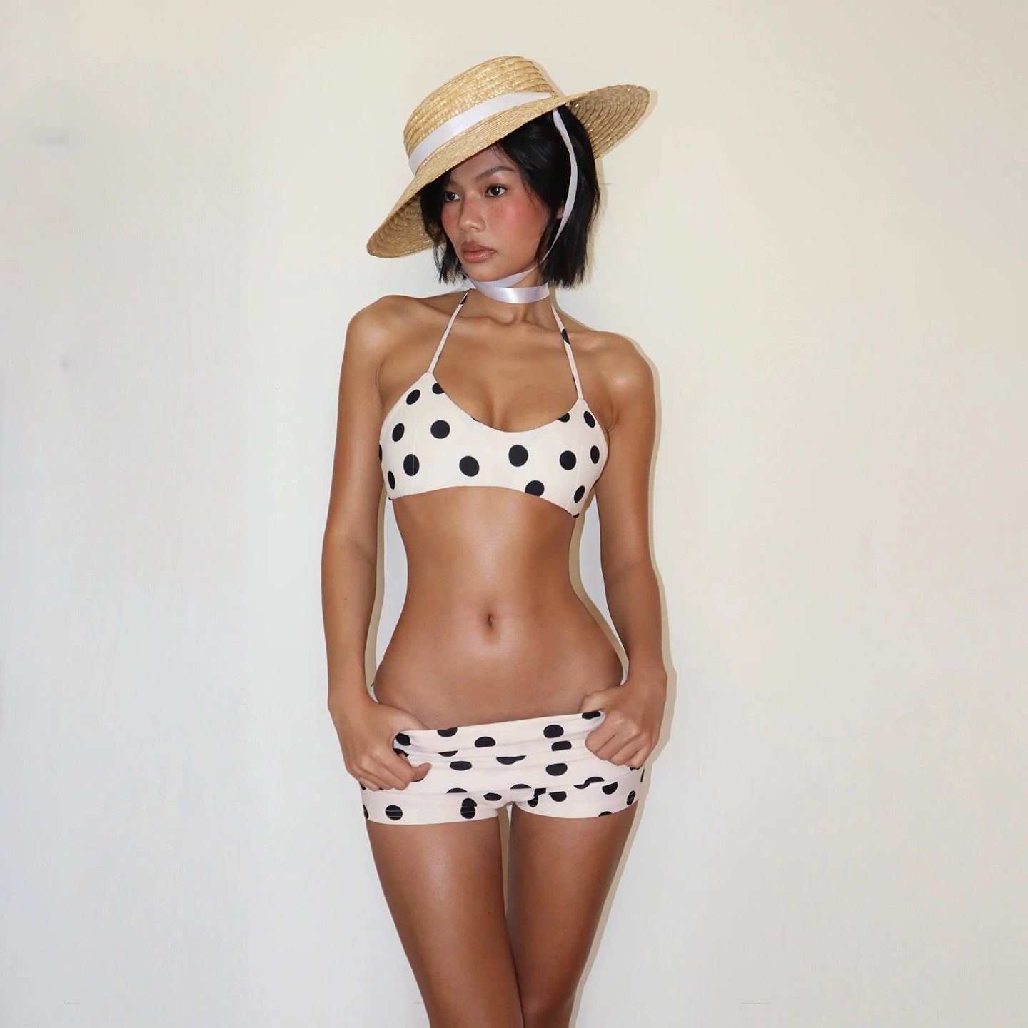 Polka Dot Halterneck Short Set [M966RLRW]