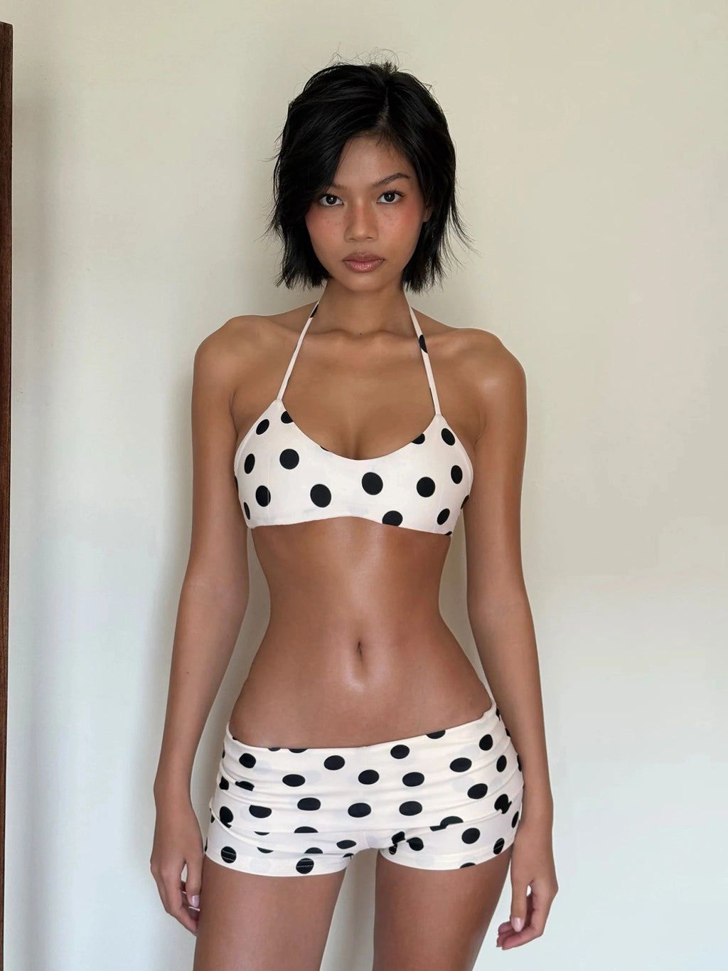 Polka Dot Halterneck Short Set [UCUK3CZE]
