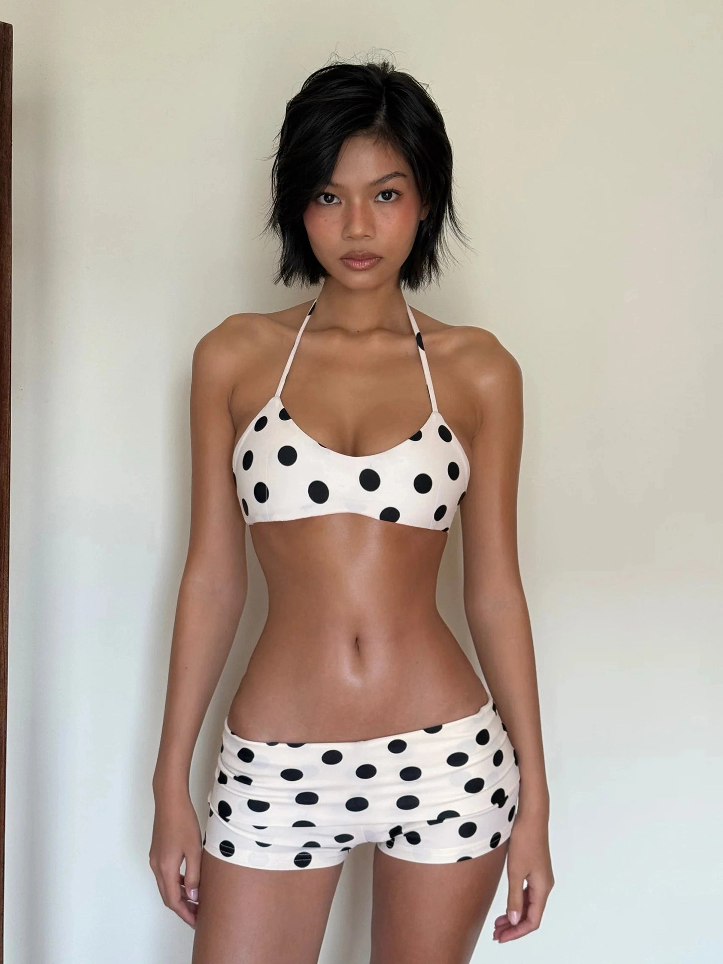 Polka Dot Halterneck Short Set [UCUK3CZE]