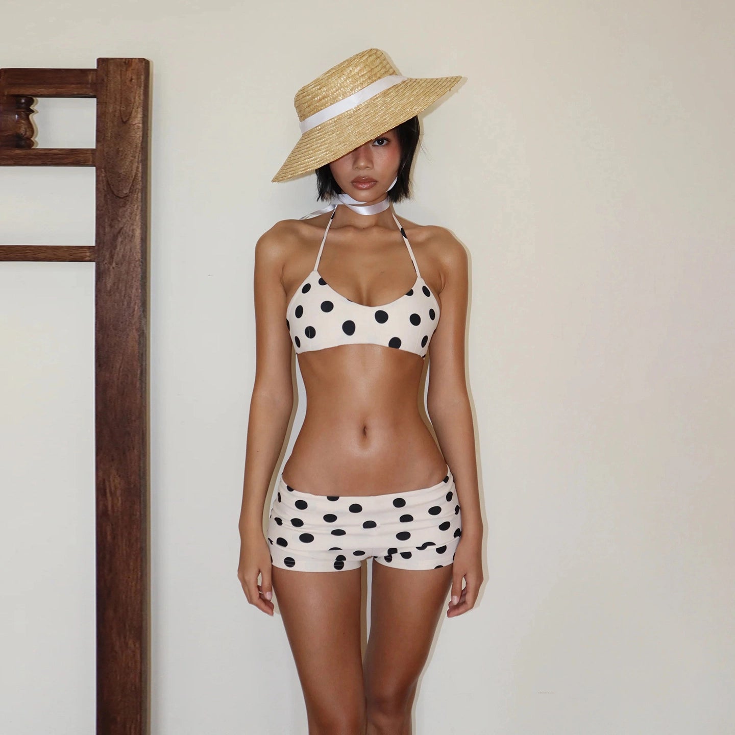 Polka Dot Halterneck Short Set [HM5CUMAR]